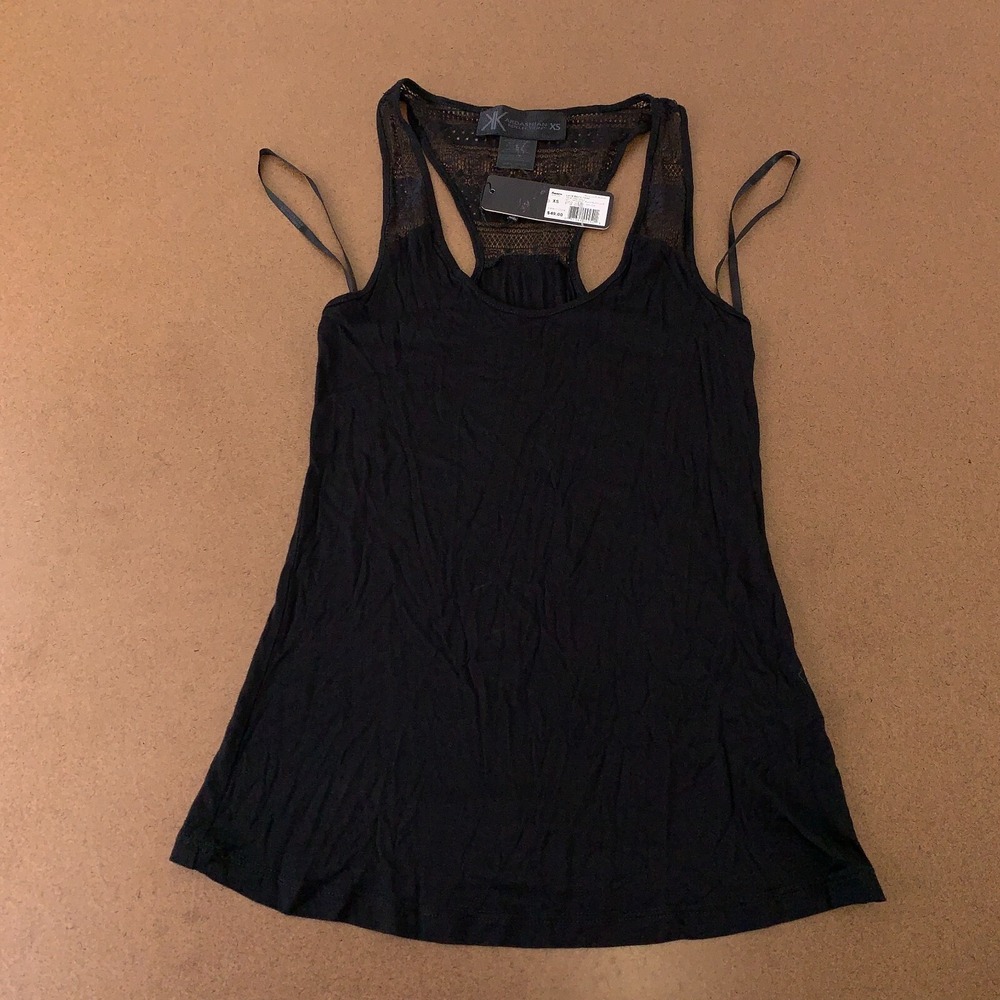 Kardashian Kollection Women's XS Black Lace Back Tank Top NWT